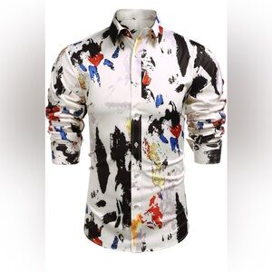 Men's Abstract Print Shirt - Multicolor